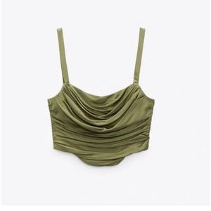 Zara ruched corset top - army green - size L (worn once)